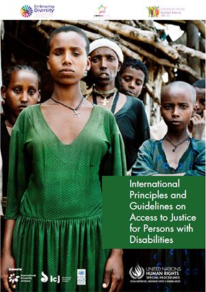 Titelbild der Broschüre: International Principles and Guidelines on access to justice for persons with disabilities